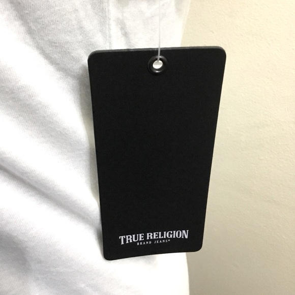 NWT True Religion white POP Buddha slim V neck tee - Picture 7 of 10
